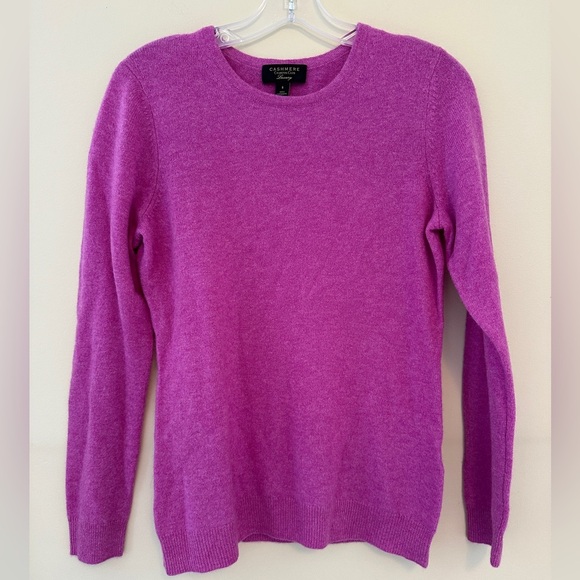 Charter Club 100% Cashmere Fuschia Flirt Pink Macy's Crewneck Sweater S Like New - Picture 4 of 5